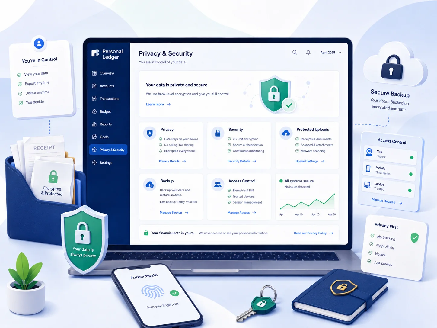 Privacy and account security concept illustration